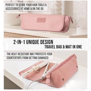 BAREFOOT CARIBOU - Travel Hair Tool Bag and Heat Resistant Mat for Flat Irons